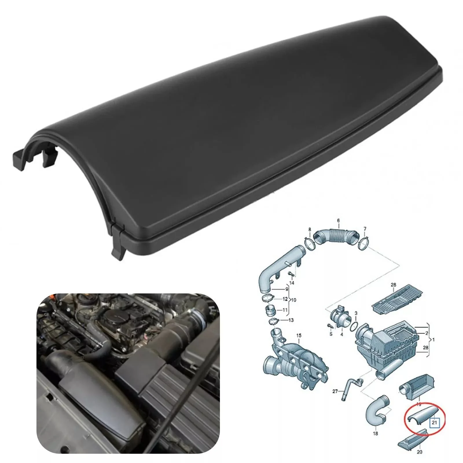 1pcs Car Air Intake Duct Cover Lid For Audi A3 TT VW Jetta Golf Caddy Skoda Car Intake Pipe Cover 1K0805965J9B9 Car Accessory
