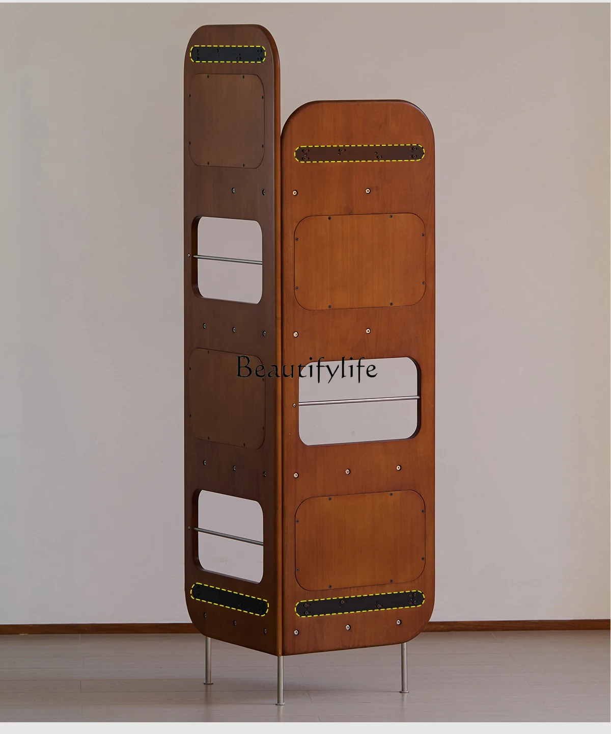 

Nordic solid wood corner frame, living room small apartment corner floor rack