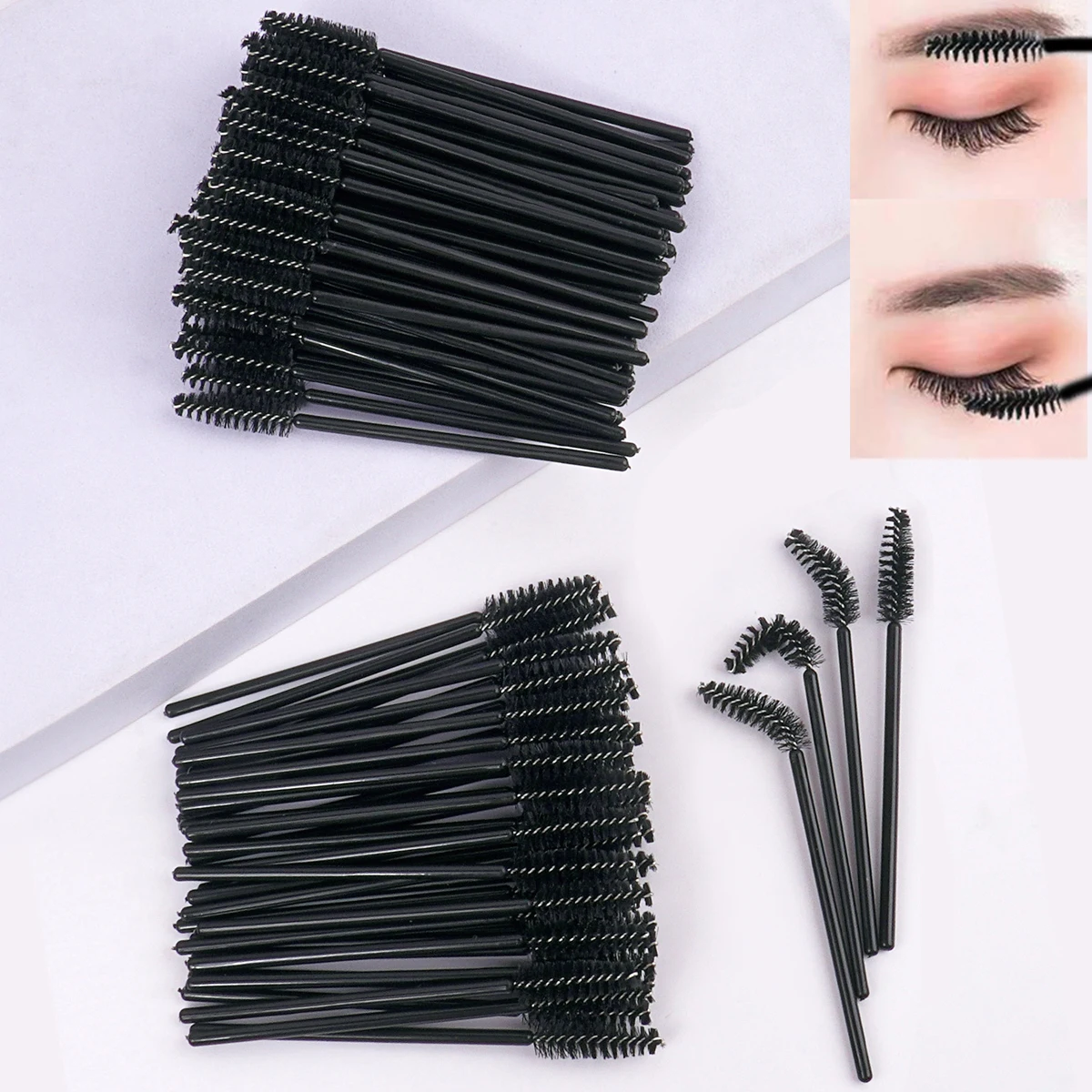 Brosses à cils jetables, baguettes de Mascara, brosse à cils, bobines pour Extensions de cils, Spoolie pour sourcils, 20 pièces/50 pièces