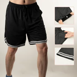 New Summer Men's Shorts Striped Loose Mesh Breathable Basketball Pants Black Casual Sport Fitness Jogging Street Ball Sweatpants