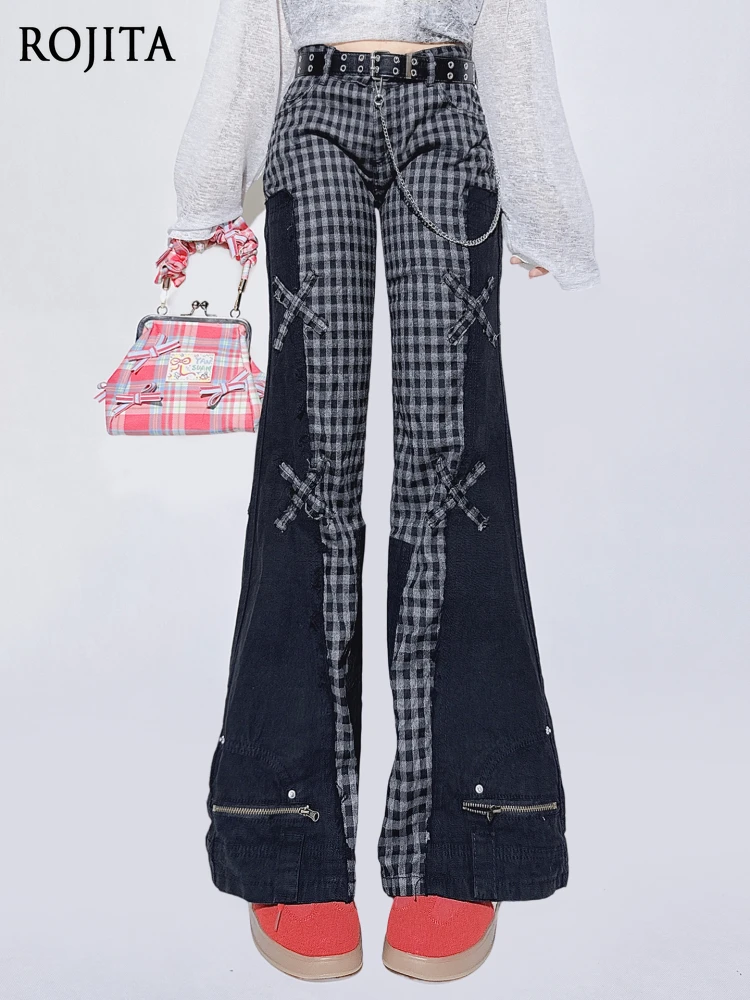 

Micro-pull Pants Spice Girl High Waist Denim Trousers Slim-fit Overalls Slanted Shoulder Blouse Long-sleeved Thin T-shirt