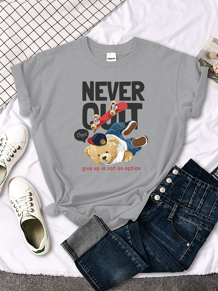 Teddy Bear Nunca Parar Desistir Não É Uma Opção Tshirt Original Oversized Tshirt Oversized Essential Tee Shirt Hip Hop T-shirts