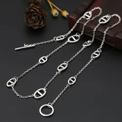 sterling silver personality men's and women's necklaces simple and cool wind Japanese style men's bracelet all-match thin chain