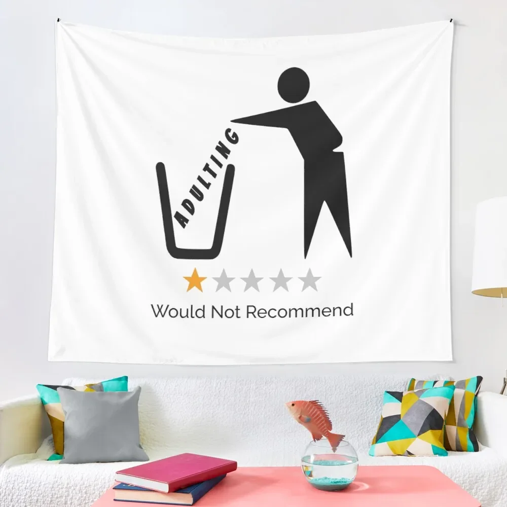 New Adulting Would Not Recommend - Adults Funny Illustration Design Tapestry Tapestry New Background Wall Printed Tapestry