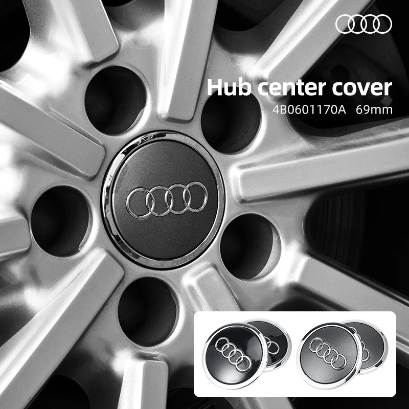 

68/69mm Grey Black Chrome Wheel Rim Center Hub Cap Emblem Audi A1 A3 A4 A5 A6 A7 A8 Q6 Q5 Q4 Q7 TT R8 4B0601170A Car Accessories