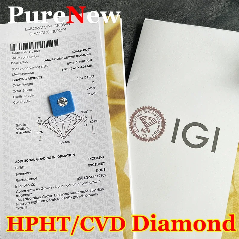HPHT CVD Super blanco 0,1-5CT diamante cultivado en laboratorio suelto con certificado IGI GIA DEFG VVS-SI prueba de diamante para joyería de boda