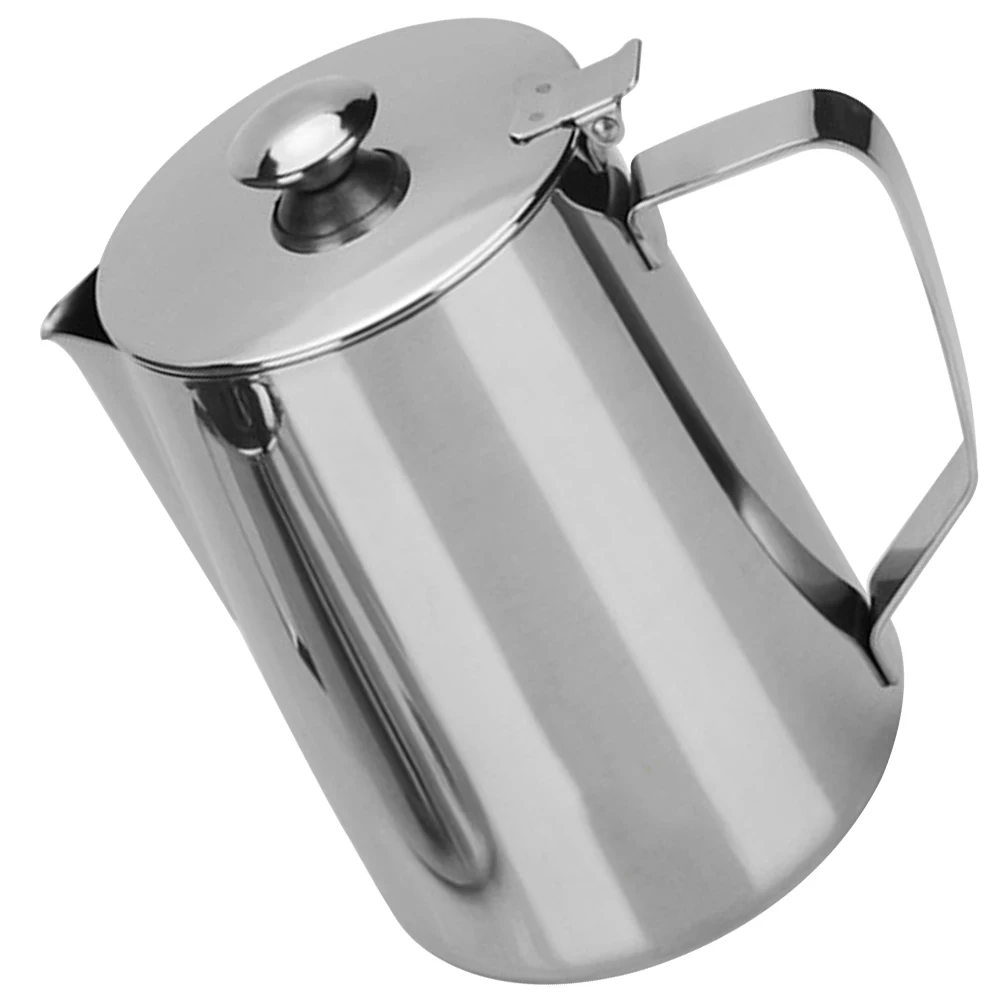 

Stainless Steel Milk Frothing Pitcher 350ML Covered Coffee Machine Frother Cup Steaming Stainless Cups Tea Kettle Metal Pitcher