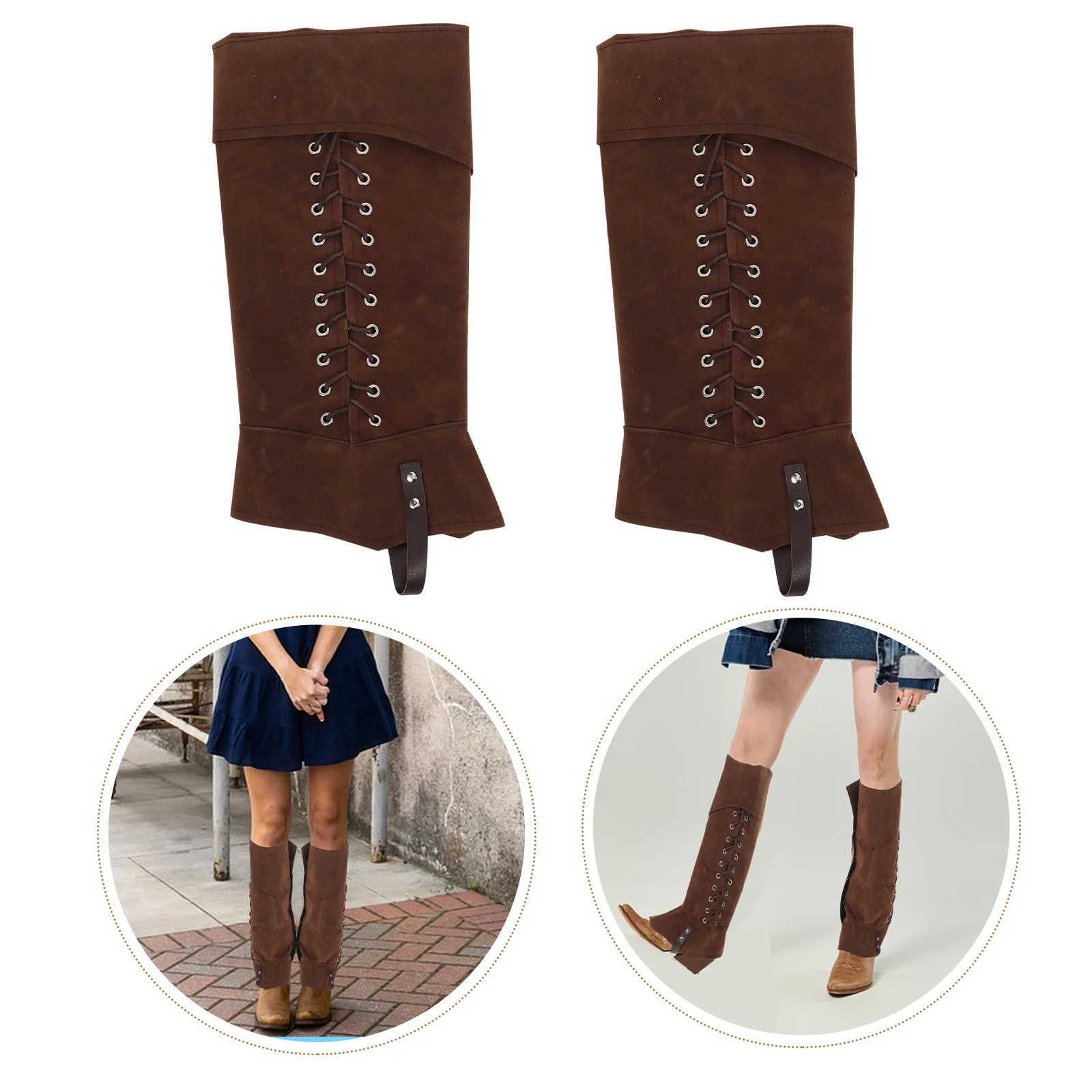 

1Pair Brown Medieval Boot Covers Men Renaissance Cosplay Accessory Pirate Viking Knight Leg Gaiters Halloween Costume Shoe