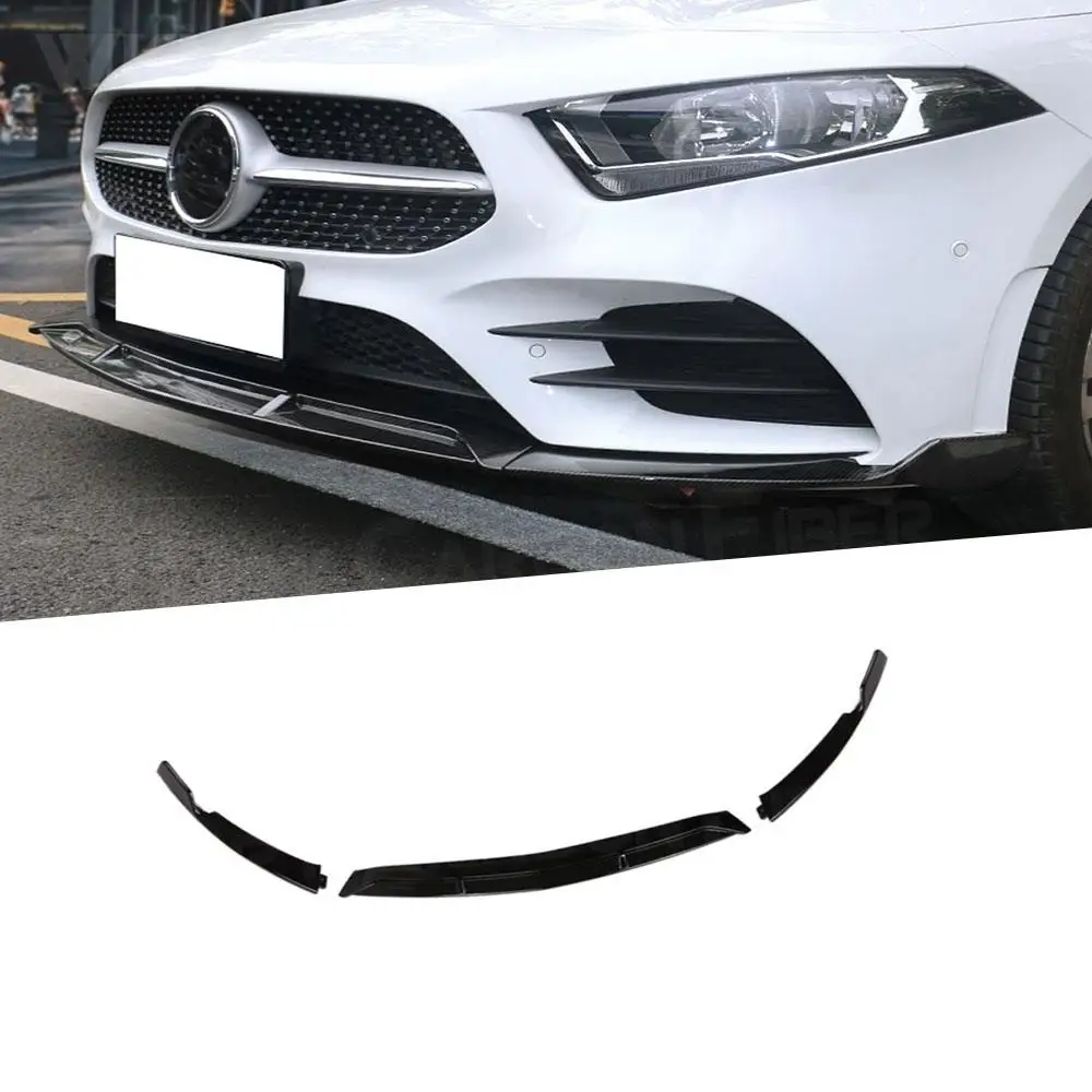 

3PCS/Set ABS Black Body Kit Front Lip Spoiler Front Bumper Chin Splitter for Mercedes-Benz A Class W177 Sport A45 AMG 2019 2020