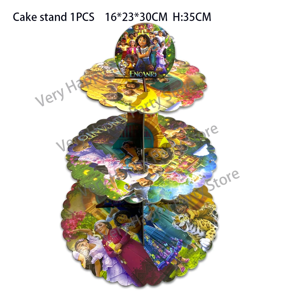 Disney Encanto Birthday Party Cake Stand 3 Tier Cupcake Holder 1set/lot Disposable Foldable Dessert Display Kids Party Supplies