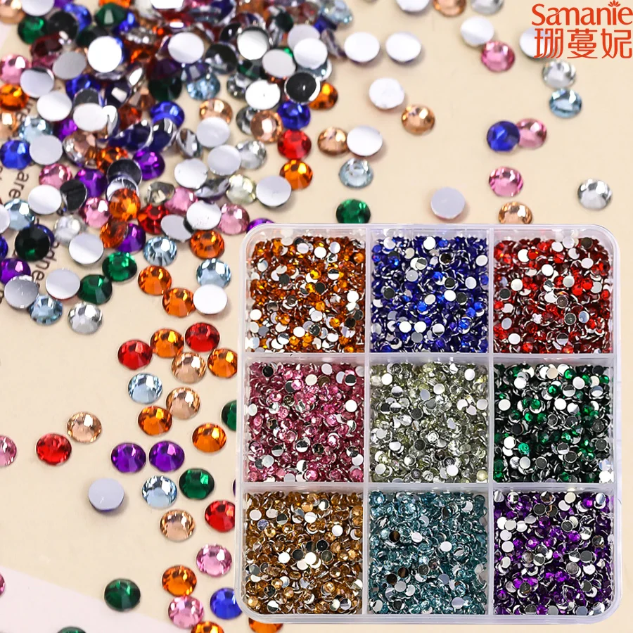 9 Grids 3D Multi-Color Nail Rhinestone Kit, Mixed Round Flatback Crystal Gems for Nail Art & DIY Craft