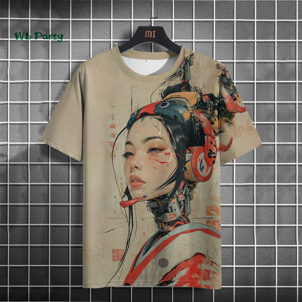 Japanese Men's T-Shirt 3D Cyber Mechanical Pattern Short Sleeve T-Shirt Oversized Harajuku Top Summer Men's Street Casual Tshirt image 5