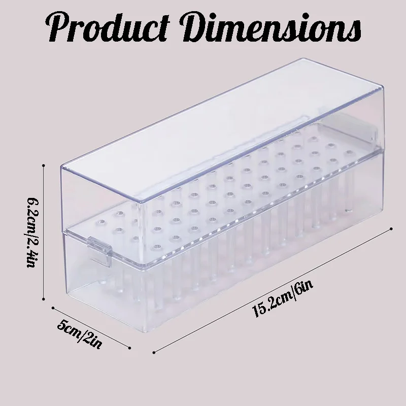 48 Holes Clear Nail Drill Bits Holder Storage Box For Milling Cutter Dustproof Nail Bit Case For Acrylic Nails Accessories