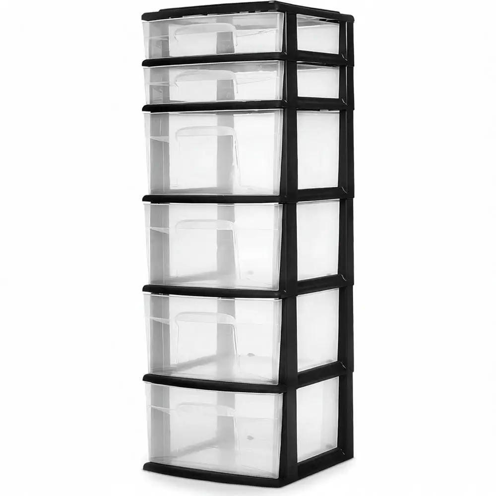 

6-Tier Clear Plastic Storage Organizer Cart - Heavy-Duty Bedroom, Closet Organization