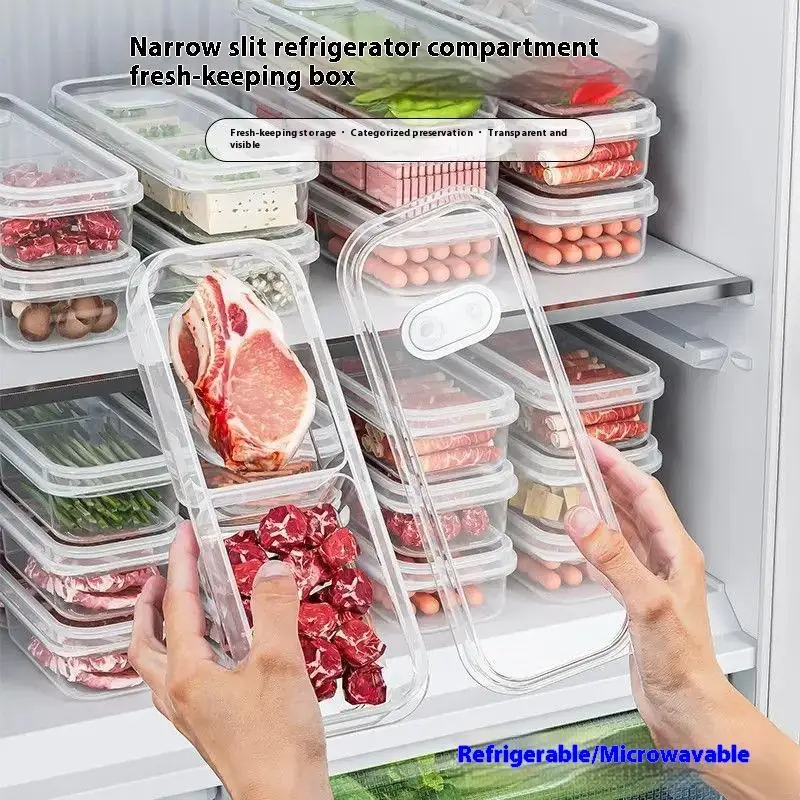 1/3 Uds 2/3/6 rejillas cajas de almacenamiento para refrigerador con agujeros cebolletas caja de carne fresca contenedor de alimentos almacenamiento en frío cajón para verduras sellado