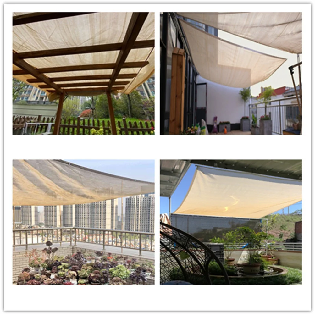 

1Pcs Sail 2x2m Beige Sunshade Net Outdoor Wind Rain Sun Protection Shade Cloth for Balcony Playground Park