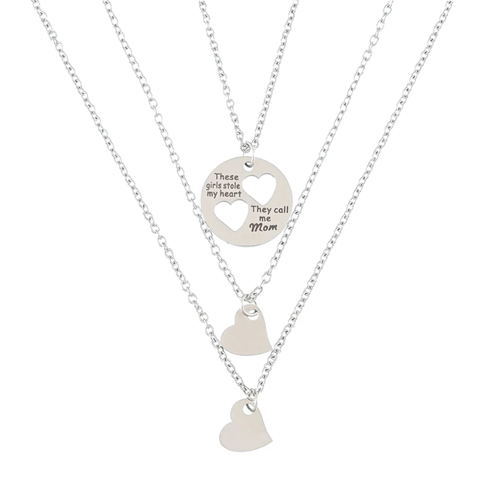 

1 set 1 Set Heart Pendant Necklace Stainless Steel Elegant Women Jewelry Mother Daughter Gift Chain For Party Daily Wear Beach
