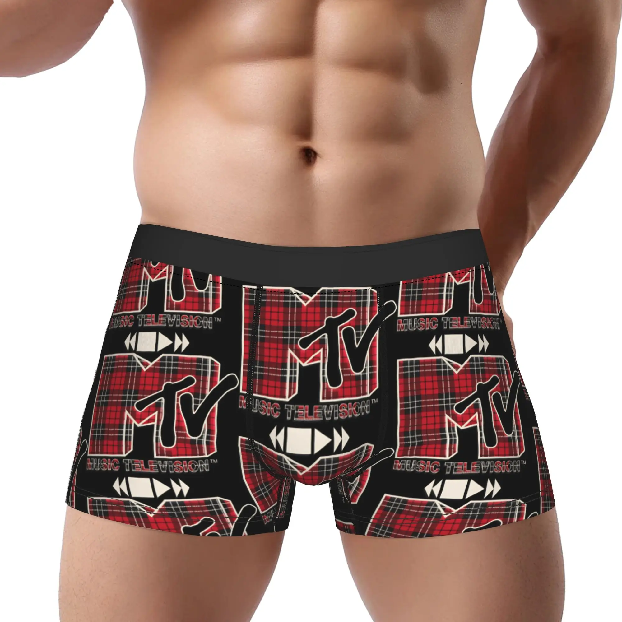Music Television Plays Grunge Plaid Big Chest MTV Underpants Homme Panties Men's Underwear Comfortable Shorts Boxer Briefs