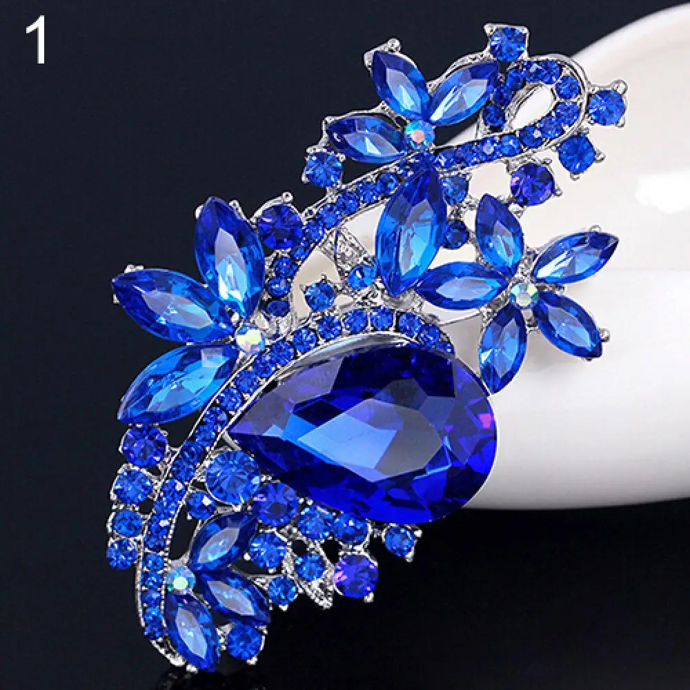 Vintage Bridal Korean Waterdrop Flower Resin Rhinestone Fashion Brooches Pin Rhinestone Crystal Brooches Bouquet Wedding Jewelry