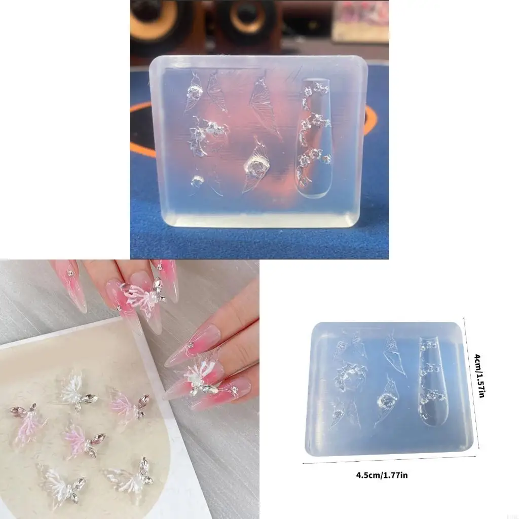 

R3MC High Transparency Art Decorations Mold With Butterfly Rose Floral Relief Design DIY Crafting Accessory