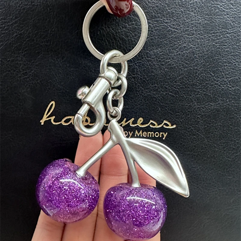 Purple Cherry Charm Pendant Decoration For Coach Handbag Shoulder Bag Women's High-Grade Keychain Bags Attachment Bag Gift