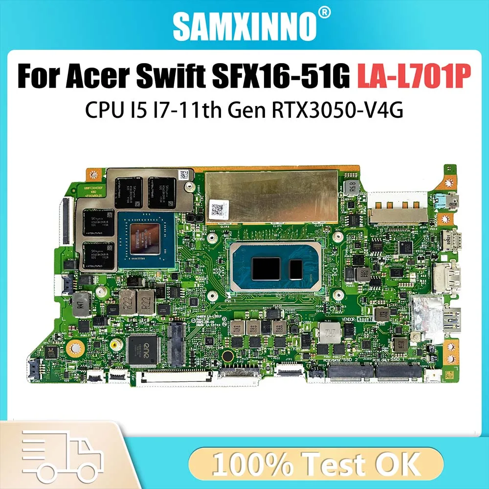 

HH6FH LA-L701P Mainboard For Acer Swift SFX16-51G Laptop Motherboard With I5 I7-11th Gen CPU RTX3050-V4G