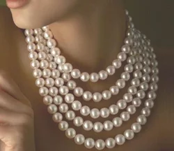 Large quantity+9-10mm genuine natural South China Sea white pearl necklace 1rows 2rows 3rows 4rows 5rows