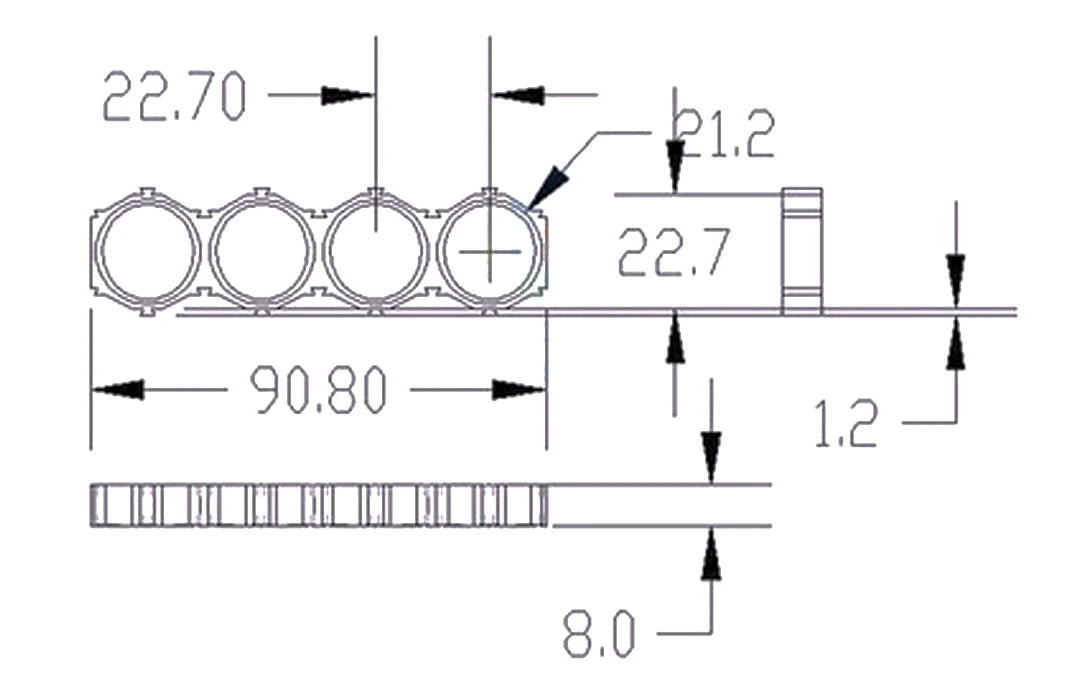 1*4 21700 بطارية ليثيوم حامل الحرارة قوس 21700 فاصل الجمعية مجموعة وحدة لتقوم بها بنفسك صندوق بطارية حزمة الربط قوس
