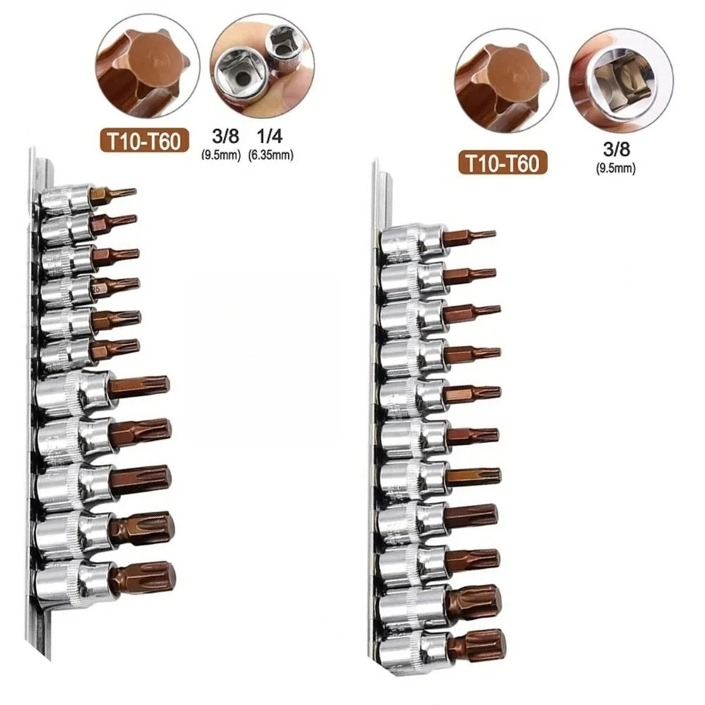 3/8 1/4inch Drive Alloy Torx Screwdriver Bits Socket Bit T10-T60 Hand Tool Hex Sockets Sleeve Nozzles Nut Driver Set