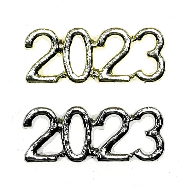 20Pcs/Lot Metal Alloy New Year 2023 Nail Ornaments Nail Ornaments Nail Diamonds Wholesale Gold Silver Autumn Winter