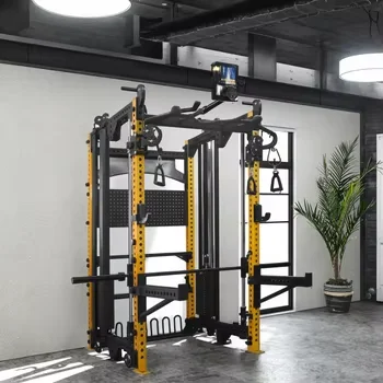 رف سميث القرفصاء متعدد الوظائف لتدريب القوة وتمارين كمال الأجسام والتي يهدف الصدر والساقين والظهر والأذرع ثلاثية الرؤوس