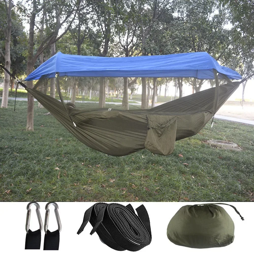 Quick Setup Mosquito Net Hammock - Portable Outdoor Camping Bed with Swing, Instant Shelter for Backyard & Hiking