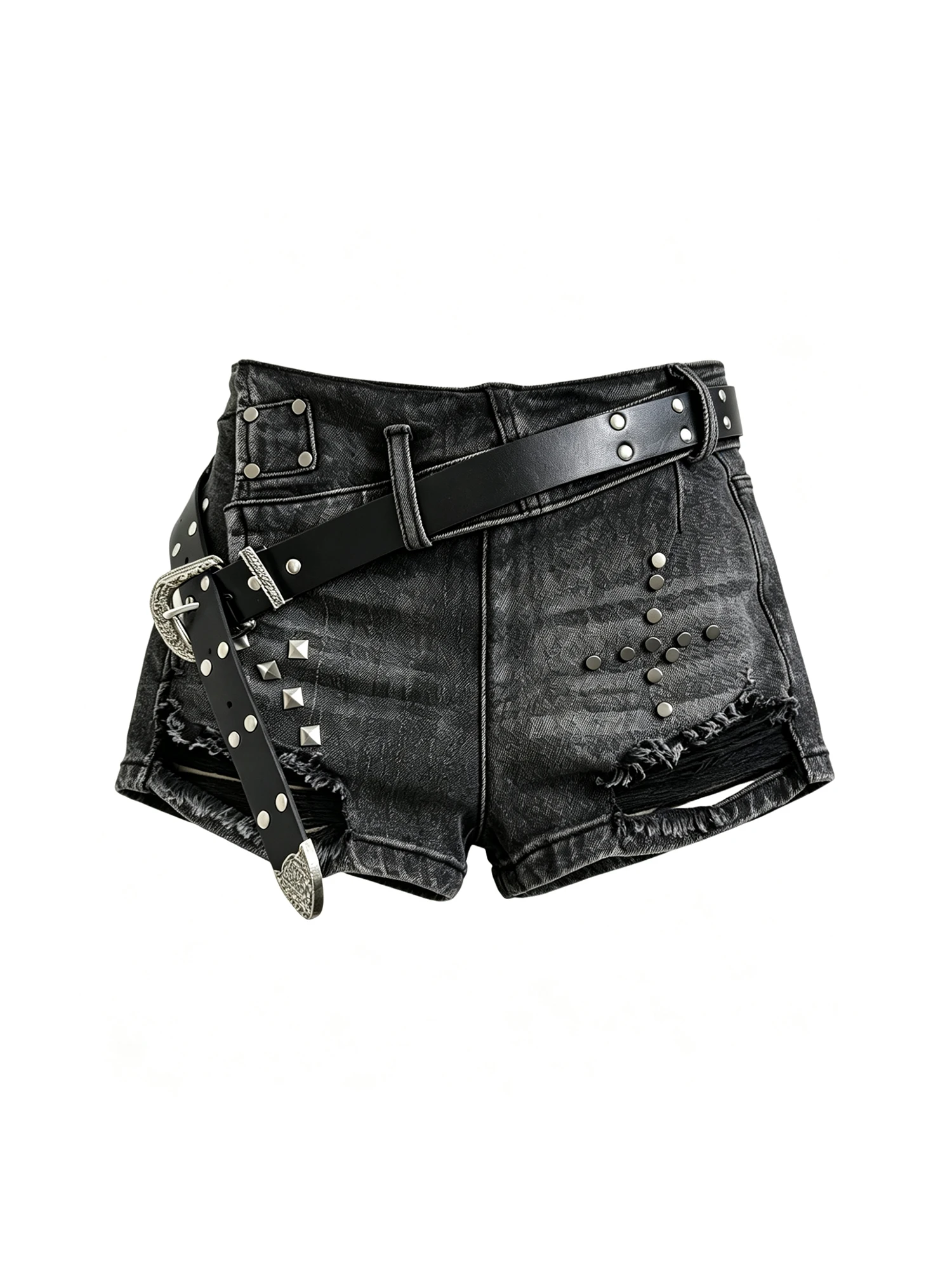 Women Black Gothic Mini Denim Shorts American Vintage 2000s Y2k Gyaru Short Jeans Low-Rise Hot Denim Pants for Women Summer 2026
