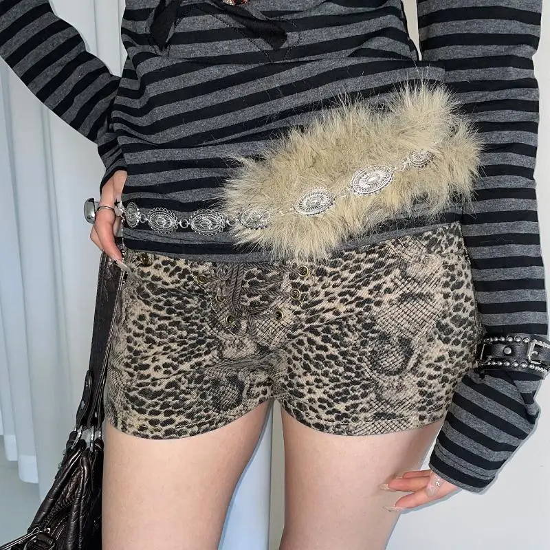 الراقية فو الفراء المرقعة سلسلة الخصر المعدنية للنساء خمر القمر الخصر سلسلة تنورة الجينز الملابس والاكسسوارات