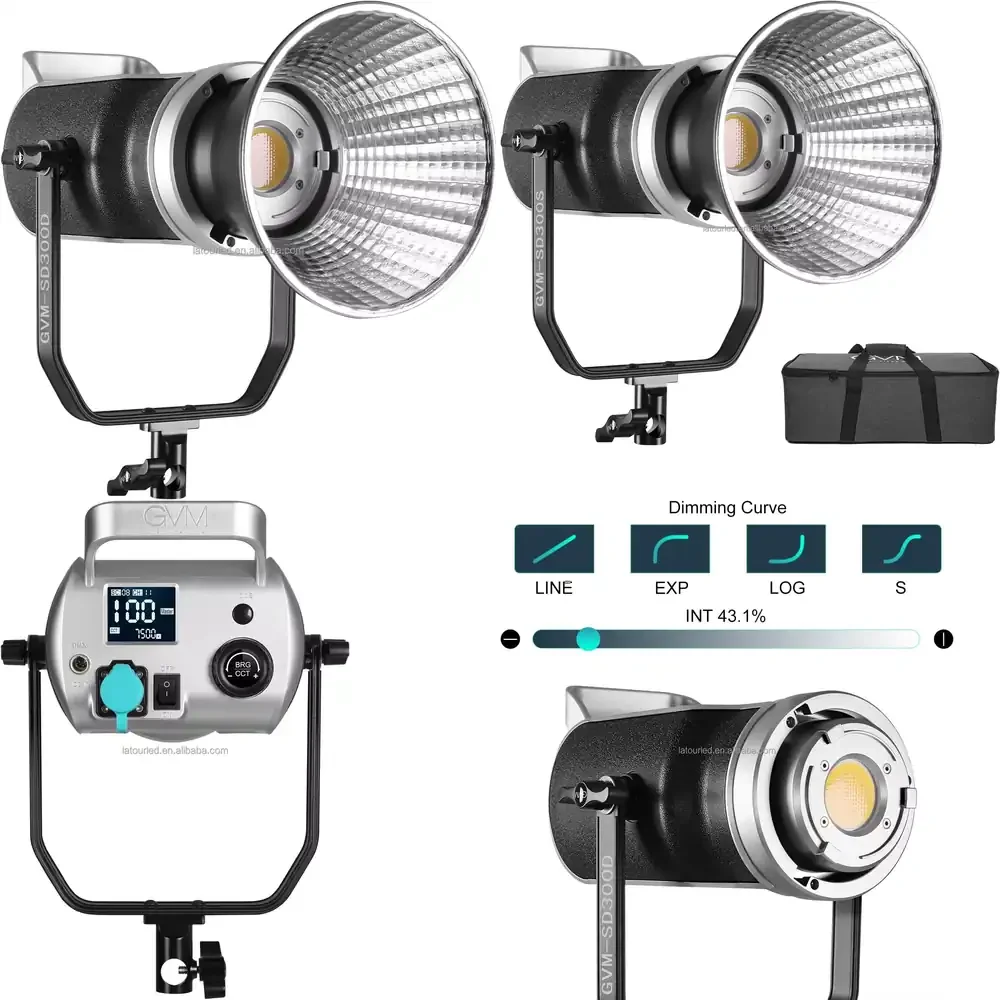 GVM Official SD300D Bowens Mount LED Light 2700-6800K Adjustable CCT with APP Control for Filmmakers
