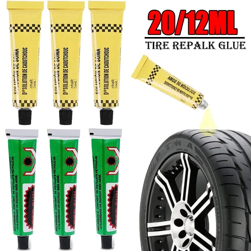 Tire Tyre Repairing Glue Car Motorcycle Bicycle Wheel Repairing Inner Tube Puncture Rubber Glue Tools Auto Accessories 12g/20ml