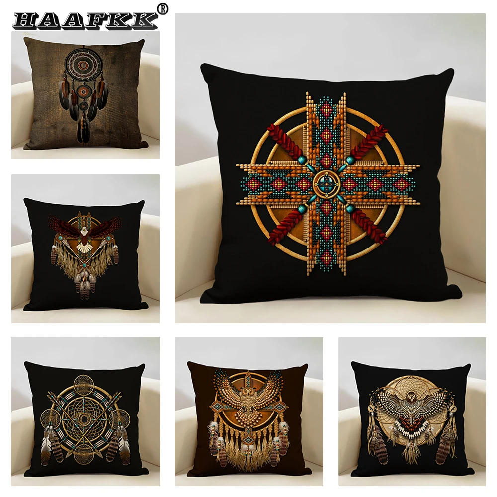 

Mandala Cushion Cover Living Room Sofa Decorative Pillow Case Moroccan Color Pillow Cover 45x45cm Linen Household Products