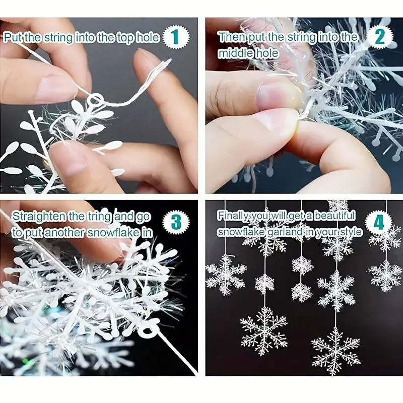 الكثير الأبيض ندفة الثلج حلي معلقة الاصطناعي بريق ندفة الثلج قلادة DIY بها بنفسك نافيداد شجرة عيد الميلاد إكليل ديكور لوازم