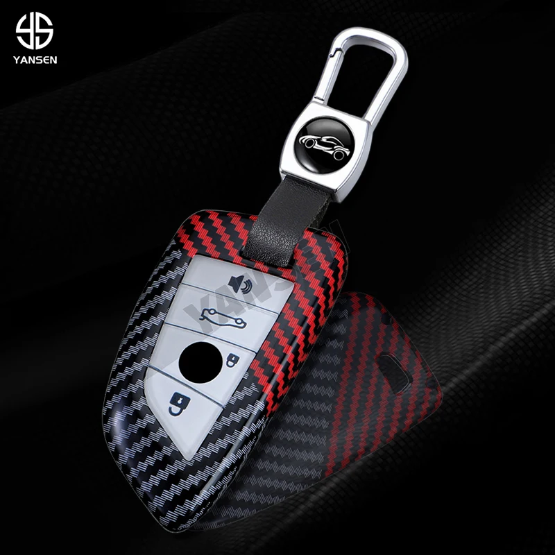 

New Carbon Fiber Pattern Key case cover keychain key ring For BMW 1 2 3 4 5 6 7 Series X1 X3 X4 X5 X6 X7 F10 F20 F30 G20 G30