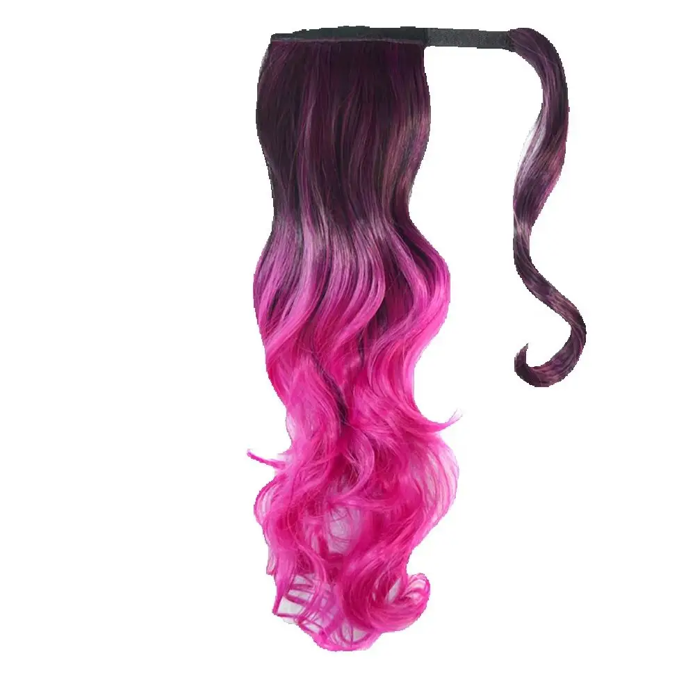 Zolin Wrap Around Ponytail Hair Extension Ombre Water Wave Curly Synthetic Ponytail with Comb for Women Party Cosplay