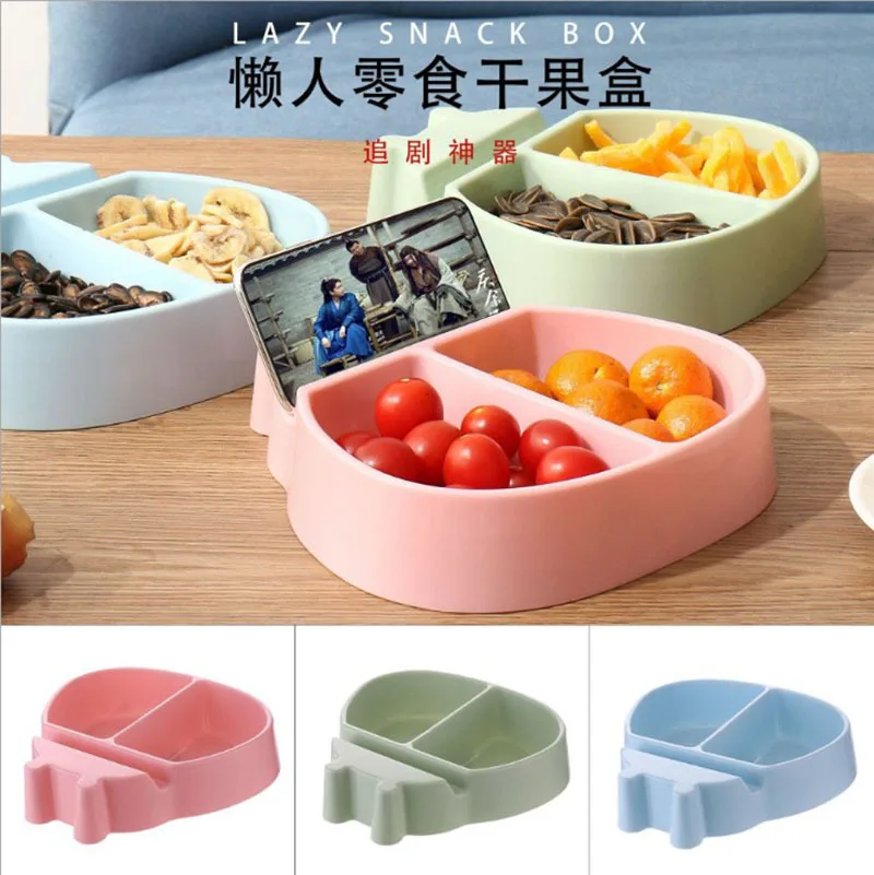 Plates For Food Creative Shape Lazy Snack Bowl Plastic Double Layers Snack Storage Box Bowl Lazy Fruit Plate Bowl Artifact Plate