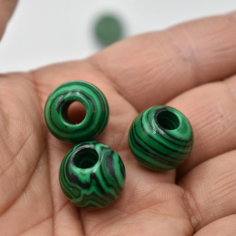 Großhandel 12 Stück/Set modische, hochwertige Natursteinperlen, runde Form, großes Loch, 16 mm, für Schmuckherstellung, kostenloser Versand – Detail 15