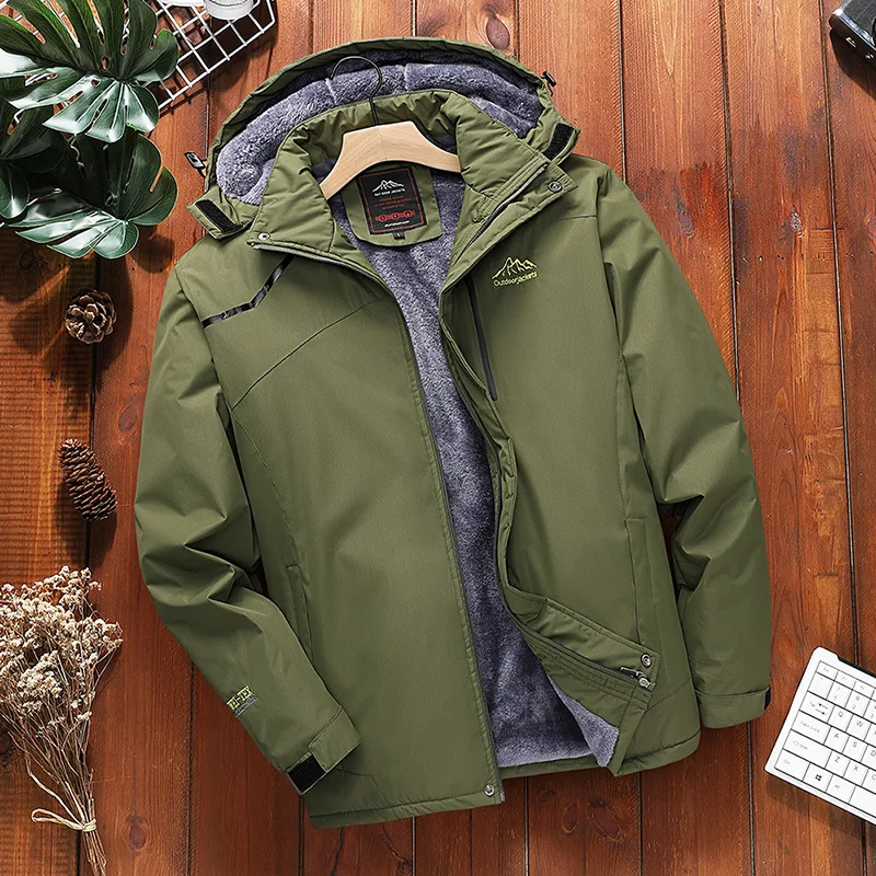 Plus Size 8xl Winter Men Parka Coats Fleece Lining Thicken Outdoor Jacket Male Big Size Clothing Sportswear Keep Warm Outwear