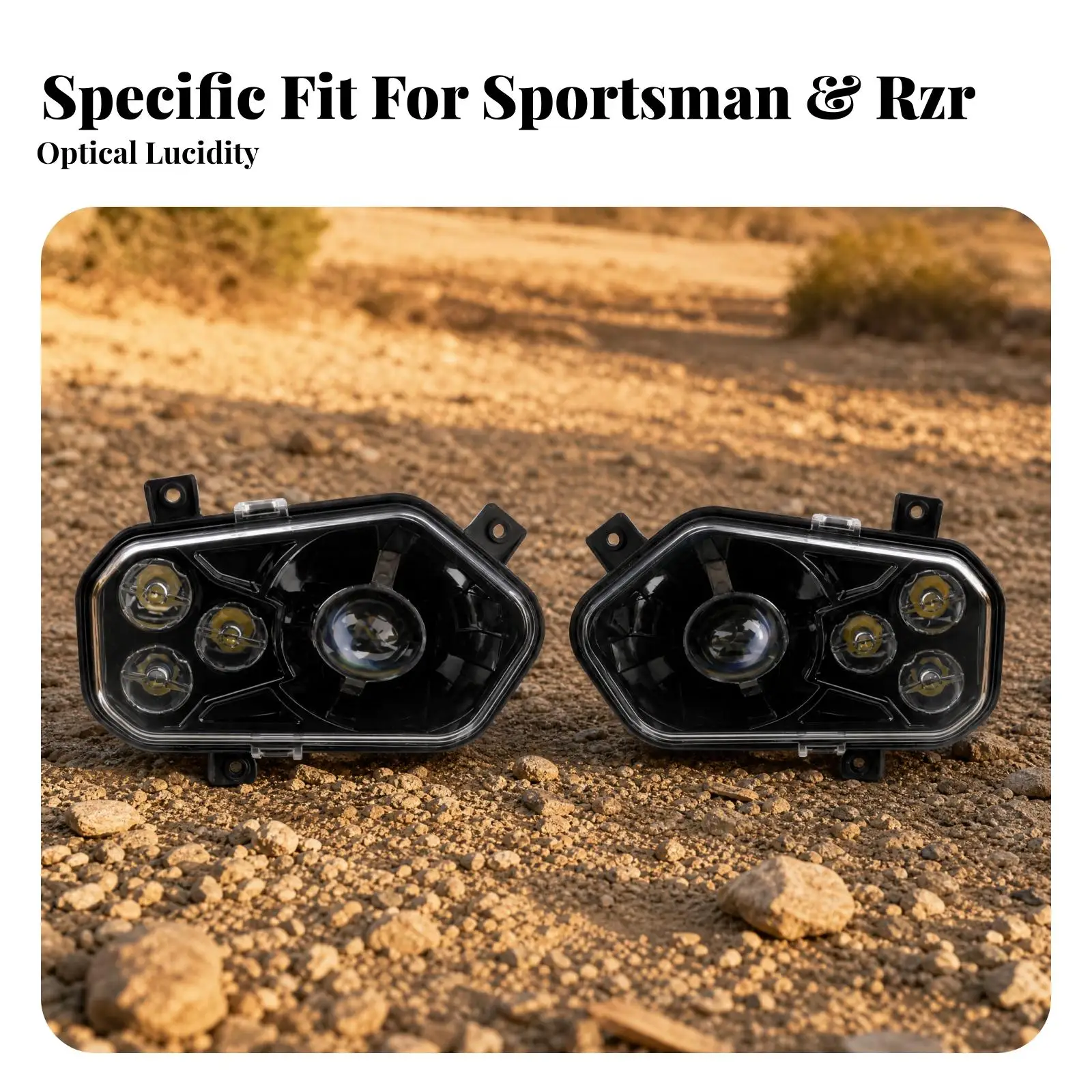 ATV Headlight Lamp Kit Compatible with Sportsman Models 2009-2014 Black Housing Clear Lens LED Motorcycle Style Light