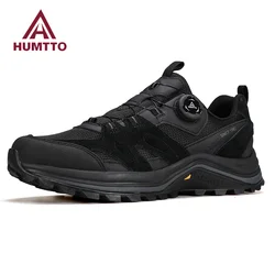 HUMTTO 남성용 하이킹 신발, 겨울 트레킹 신발, 야외 하이 퀄리티 워킹 디자이너 남자 스니커즈, 미끄럼 방지 가죽 남자 부츠