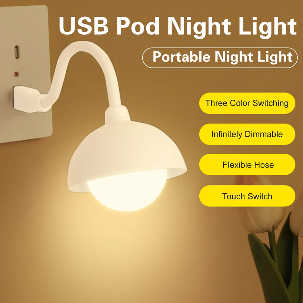 DC 5V USB Plug-in Smart Bedroom Night Light Lamp Remote Touch Switch LED Bedside Lamp Remote Control
