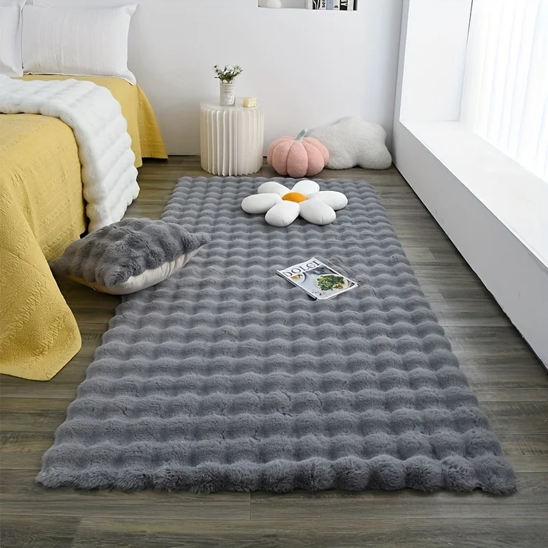 Rabbit Fur Area Rug–Soft Thick Non-Slip Waterproof Machine-Washable for Living Room and Bedroom Decor Flooring Garage Floor