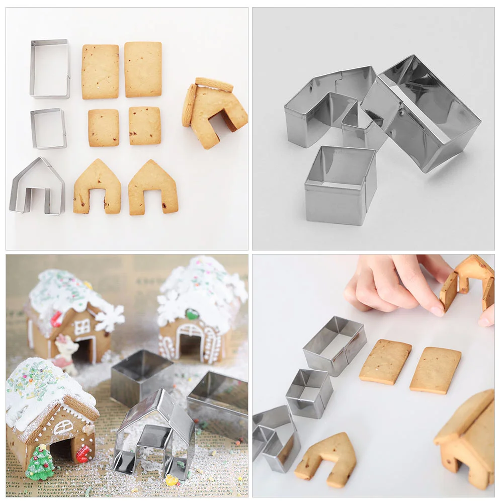 5 Sets/15pcs House Mold Cookie Mini Cutters Gingerbread Kit Biscuit Kids Christmas Shape Baking DIY for Xmas Cake