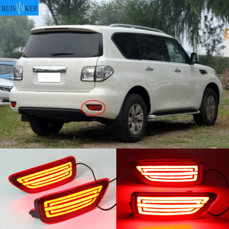 

2pcs Car LED Rear Bumper Reflector Light for Nissan Patrol 2012-2017 2018 2019 Running Flowing Turn Signal Brake Fog Lamps