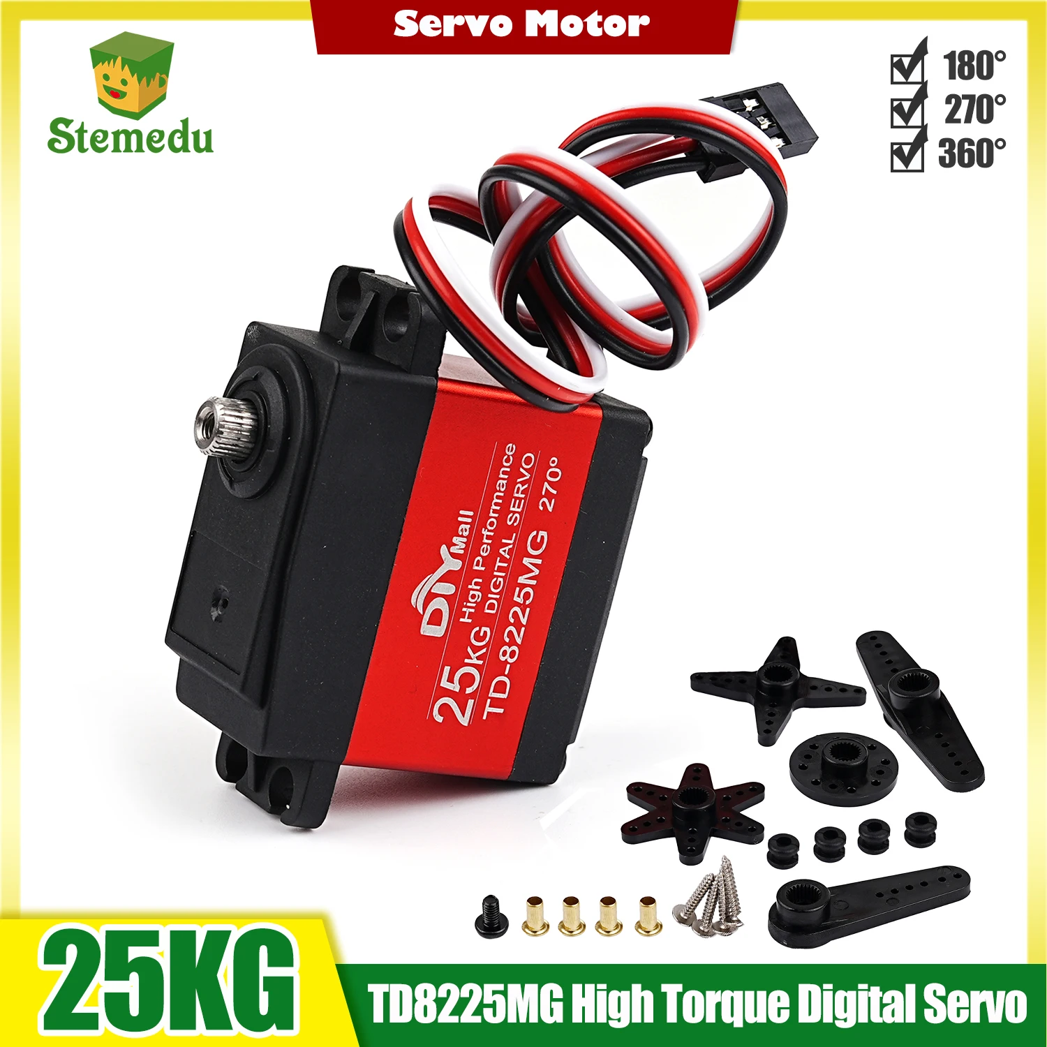 Servo Digital resistente al agua de alto Torque TD8225MG, 25KG, todos los engranajes de Metal para coche teledirigido a escala 1/8 1/10 1/12, Baja, brazo robótico para barco